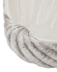 Medium White Ceramic Shell Bowl Coastal Accent
