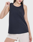 Round Neck Wide Strap Active Tank-0