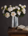 Lifelike white artificial peony flower, high-quality plastic, elegant home decor accent for tabletops or shelves (124 chars) by Sostter at brixbailey.com