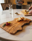 Large Handmade Olive Wood Freeform Serving Board | Extra Large Live Edge Charcuterie & Chopping Board | Unique Grain | 35–60 cm