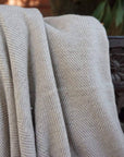 Luxury Noble Cashmere Blanket, 100% pure cashmere handwoven in Nepal, honey gold herringbone throw, premium oversized 125cm x 250cm by Wildash London at brixbailey.com