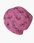 Cotton Beanie Hat with Pink Dogs Print