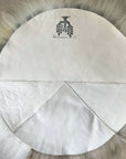 Luxury British sheepskin seat cover, 35cm round cream white ivory, premium natural hypoallergenic fur, sustainable handcrafted hide by Wildash London at brixbailey.com