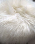 Luxury British sheepskin seat cover, 35cm round, premium natural cream white ivory, handcrafted, hypoallergenic, sustainable by Wildash London at brixbailey.com