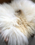 Luxury British sheepskin seat cover, lights cream and brown rare breed, 37cm square, premium natural hide, hypoallergenic, sustainable by Wildash London at brixbailey.com