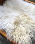 Luxury British sheepskin seat cover, lights cream and brown rare breed, 37cm x 37cm, premium natural hide, hypoallergenic, sustainable by Wildash London at brixbailey.com