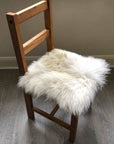 Luxury British sheepskin seat cover, lights cream and brown rare breed, 37cm x 37cm, premium natural hide, hypoallergenic, sustainable by Wildash London at brixbailey.com