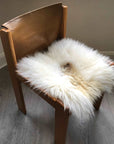 Luxury British sheepskin seat cover, lights cream and brown rare breed, 37cm x 37cm, premium natural hide, hypoallergenic, sustainable by Wildash London at brixbailey.com