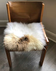 Luxury British sheepskin seat cover, 37cm square, light cream and brown rare breed, premium natural hide, hypoallergenic, therapeutic by Wildash London at brixbailey.com