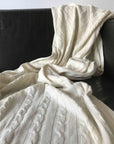 Whipped Cream Heritage Cable Knit Cashmere Throw by Wildash London at www.brixbailey.com