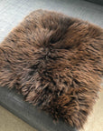 Premium British sheepskin seat cover, 100% natural brown, 37cm square, luxury handcrafted eco-friendly hide by Wildash London at brixbailey.com