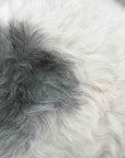 Luxury premium sheepskin seat cover, 100% natural Icelandic sheepskin, round 35cm cream and grey, handcrafted, hypoallergenic, sustainable by Wildash London at brixbailey.com