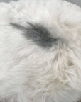 Luxury premium sheepskin seat cover, 100% natural Icelandic sheepskin, round 35cm cream with grey, handcrafted, hypoallergenic, sustainable by Wildash London at brixbailey.com