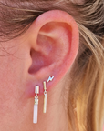 Lightening Bolt Silver Stacker Stud Earrings