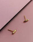Rice Grain Yellow Gold Stud Earrings
