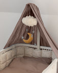 Sebra Sky Canopy in Jetty Beige, premium organic cotton dobby weave, lightweight and breathable, fits Sebra mobile holder by Ella James at brixbailey.com