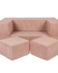 Soft Velvet Cube Sofa in Powder Pink