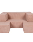 Soft Velvet Cube Sofa in Powder Pink