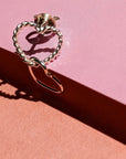 Textured Heart Chain Sterling Silver Stud Earrings