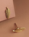 Gold Leaf Stud Earrings