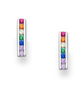 Cubic Rainbow Sterling Silver Stud Earrings