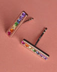 Cubic Rainbow Sterling Silver Stud Earrings