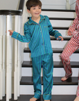 Teddy Rainforest Stripe Boys Silk Pyjama Set