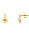 Blue Chalcedony Boat Gold Stud Earrings