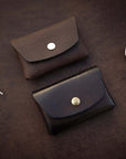 Dark Brown Leather Button Wallet