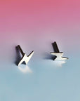 Lightening Bolt Silver Stacker Stud Earrings