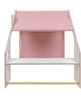 White Wooden Kids Playhouse with Pink Roof