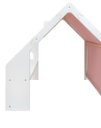 White Wooden Kids Playhouse with Pink Roof