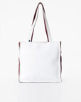 White Leather Tote Bag with Unique Design