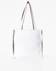 White Leather Tote Bag with Unique Design