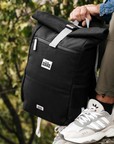 Premium Polar Explorer Backpack, waterproof hemp backpack with laptop compartment, USB charging sleeve, ergonomic support, adjustable straps, black by Arcticus at brixbailey.com