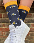 Navy Bumblebee Bamboo Socks