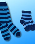 Blue Stripe Matching Bamboo Socks (Adult & Child)