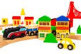 Wooden Train Set with 90 Pieces and Battery Powered Engine