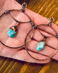 Raw Turquoise Hoops - Bohemian Jewelry | Handmade by Blackbird & Sage