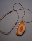 Red Agate Slice Necklace - Boho Pendant | Handmade by Blackbird & Sage