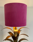 Hot Pink velvet drum lampshade/ ceiling shade with a white lining
