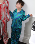 Teddy Rainforest Stripe Boys Silk Pyjama Set