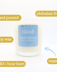 fresh sheets – white lily, sandal & iris 220g soy candle