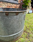 Vintage Galvanised Metal Round Garden Planter Tub Rustic Outdoor Pot