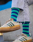 Lime Green Striped Bamboo Socks