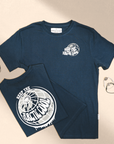 Luxury Keep It Cool deep blue organic cotton t-shirt, premium Arctic-inspired capsule collection, stylish screen printing design by Arcticus at brixbailey.com