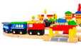 Wooden Train Set with 90 Pieces and Battery Powered Engine