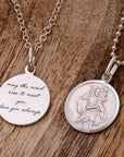 Classic Small St Christopher Necklace Sterling Silver 14mm