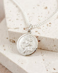 Classic Small St Christopher Necklace Sterling Silver 14mm