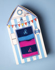 Beach Hut Sock Box - 2 Pairs of Bamboo Socks (His)